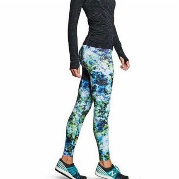 Athleta Pants - ATHLETA Blue Green Hypersonic Sonar Full Length Leggings Abstract Sporty Chic